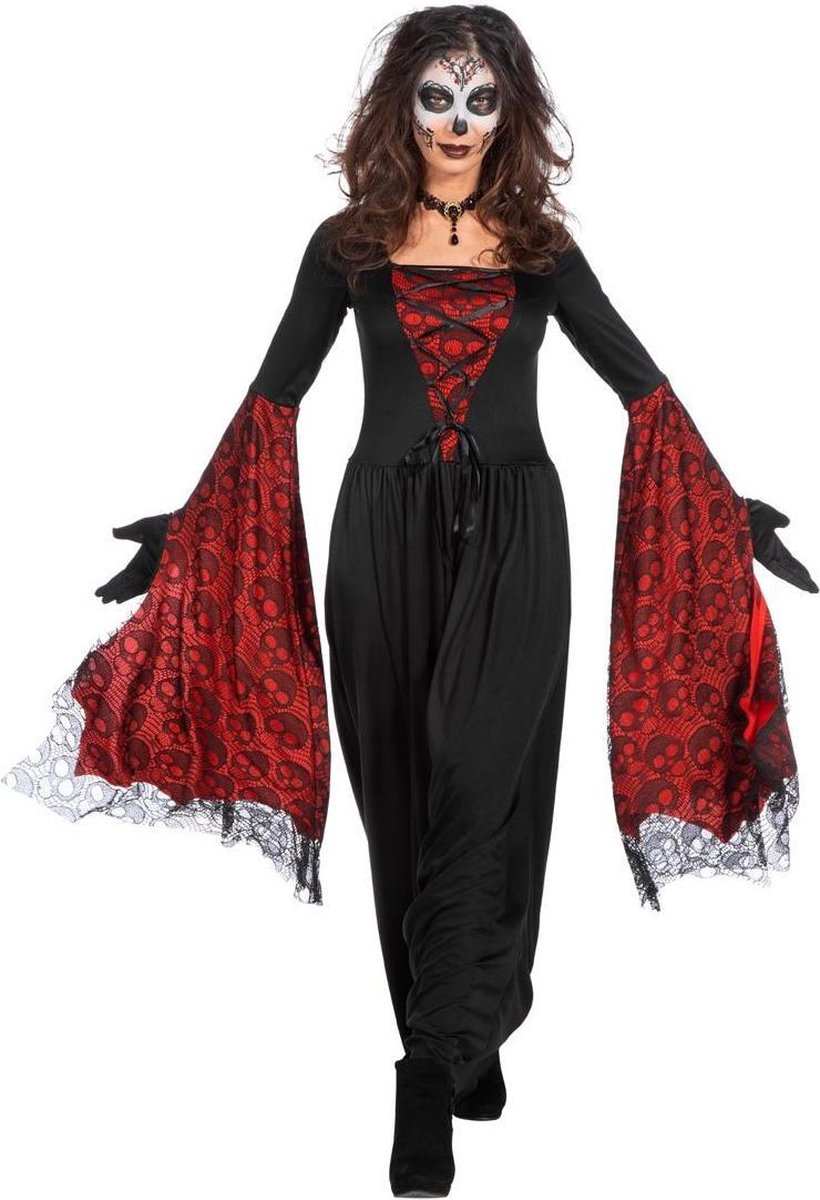 Vampier & Dracula Kostuum | Vleermuisjurk Cruella De Los Muertos Vrouw | Maat 42-44 | Halloween | Verkleedkleding